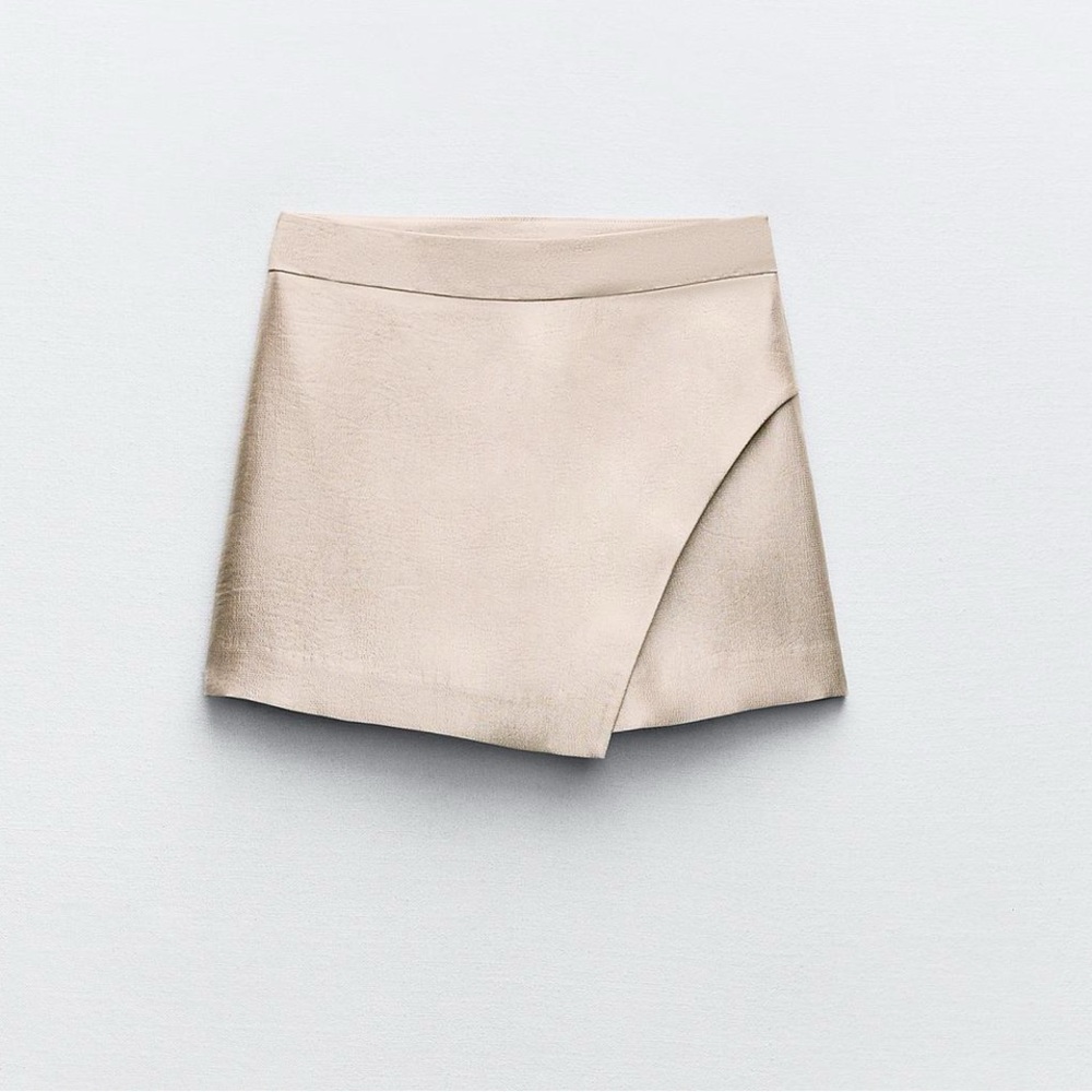 Zara Beige Wrap Mini Skirt